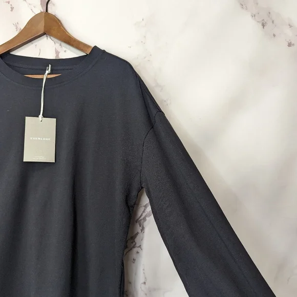 Everlane Long Sleeve Tee Black Shirt Crew Oversized Organic Cotton Women - Picture 12 of 13